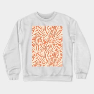 Abstract boho leaf and flower pattern in coral orange Crewneck Sweatshirt